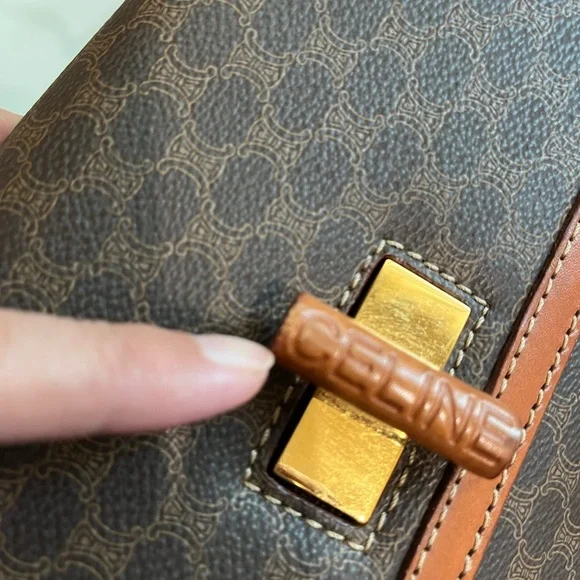 CELINE BROWN MACADAM PVC LEATHER HANDBAG - Picture 6 of 16